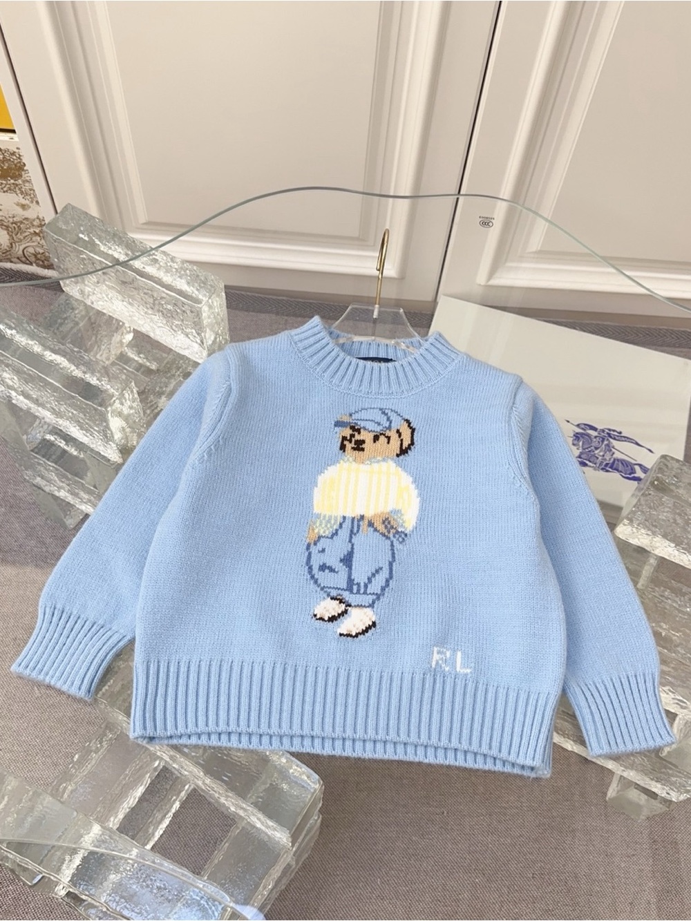 Kids Light Blue Bear Knit Sweater
